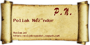 Poliak Nándor névjegykártya